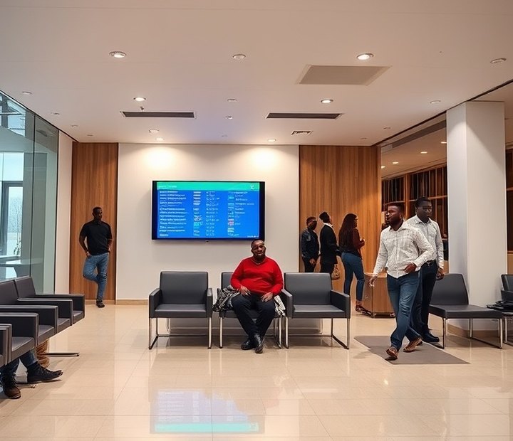 Queue call display in a bank branch