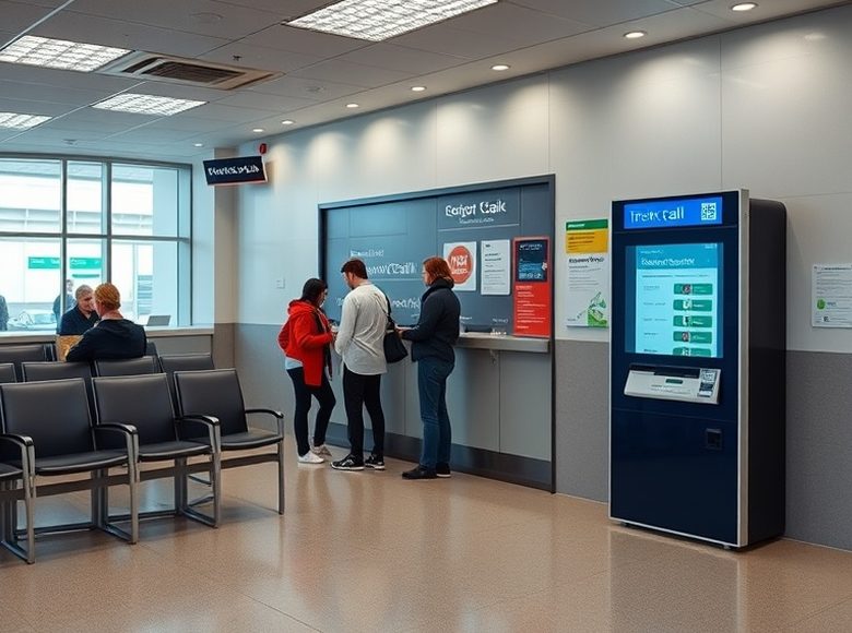 Orderly waiting area with a ticketing system