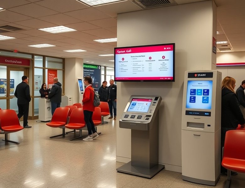 Ticket dispenser in the service hall